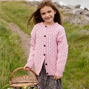 Pink Aran Craft Sweater Cardigan